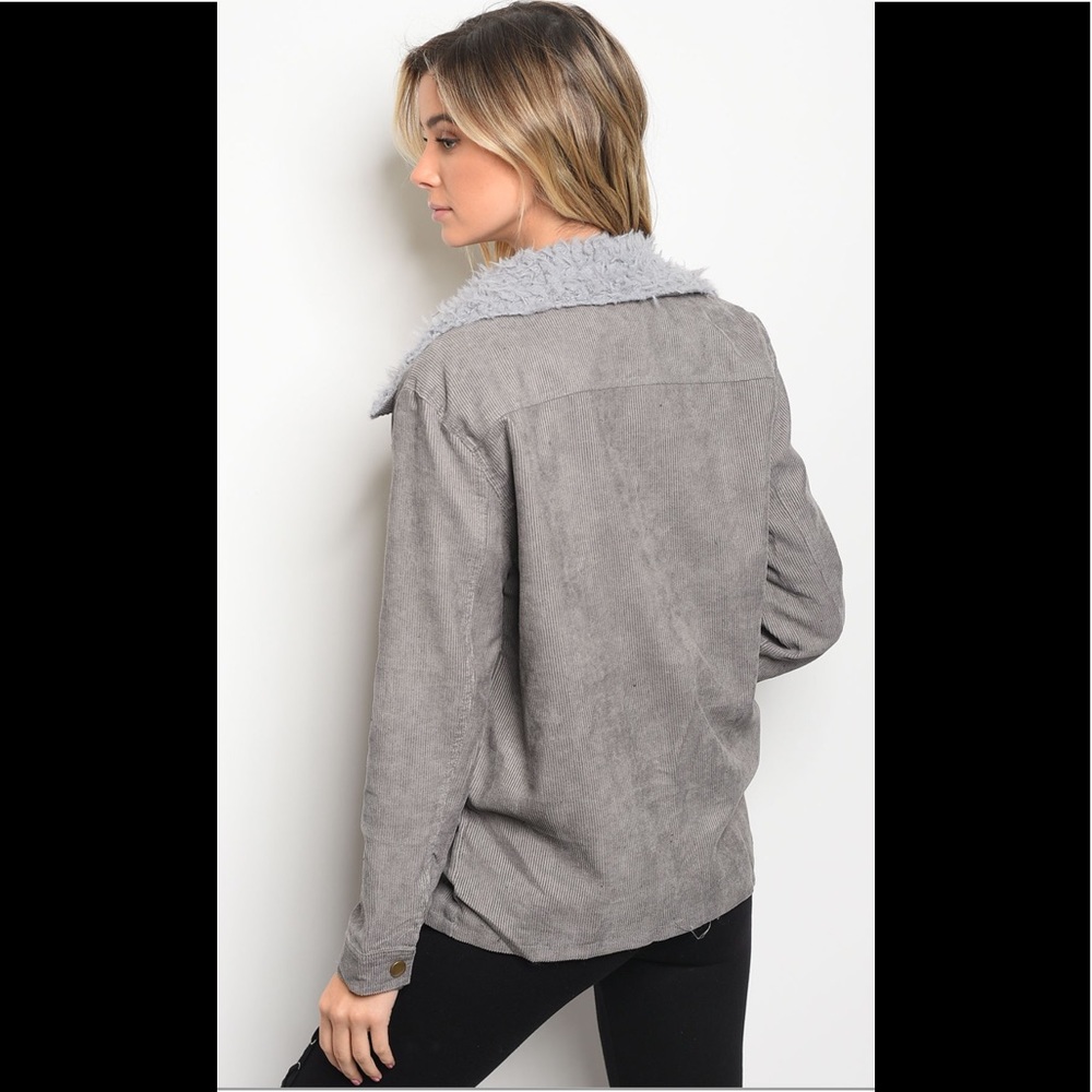 Corduroy jacket with faux fur lining - Picture 2 of 4